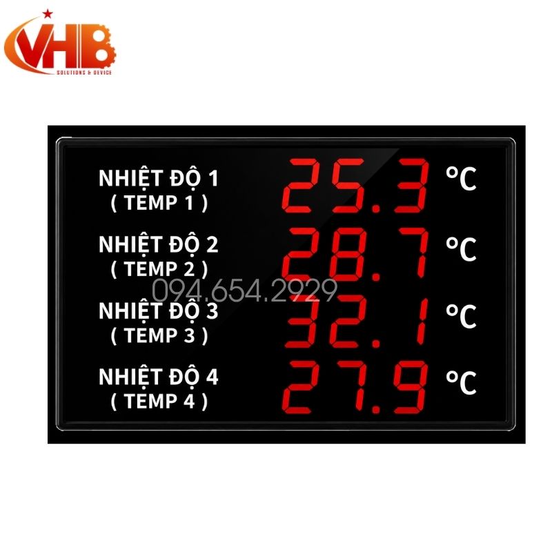 Bảng LED Đo Nhiệt Độ 4 Vùng 2 Bảng led đo nhiệt độ 4 vùng