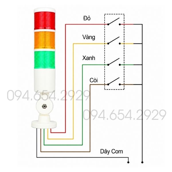 Đèn Tháp 3 Tầng LTE-T50Z-3S-J 12-24V Có Còi 3 Đèn Tháp 3 Tầng LTE-T50Z-3S-J 12-24V Có Còi