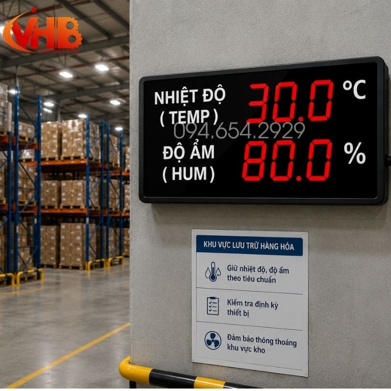Bảng LED đo nhiệt độ độ ẩm VHBTH2.3-1834 3 Bảng led đo nhiệt độ độ ẩm trong nhà xưởng