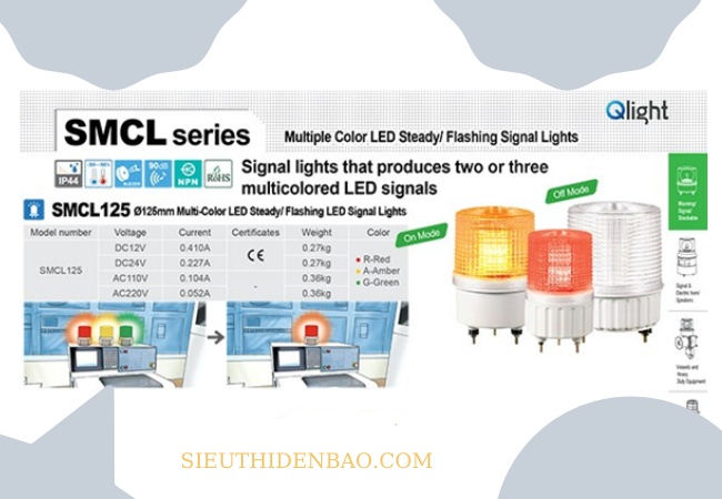 Đèn báo hiệu 3 màu Qlight SMCL125