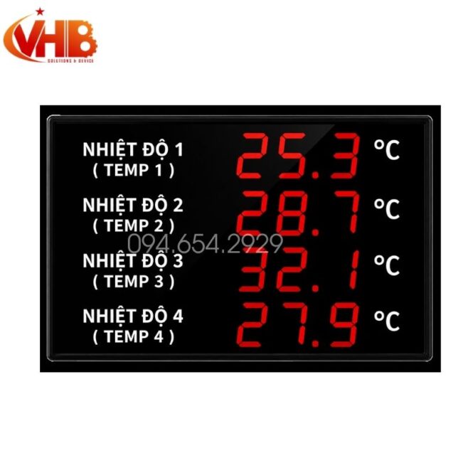 Bảng led đo nhiệt độ 4 vùng