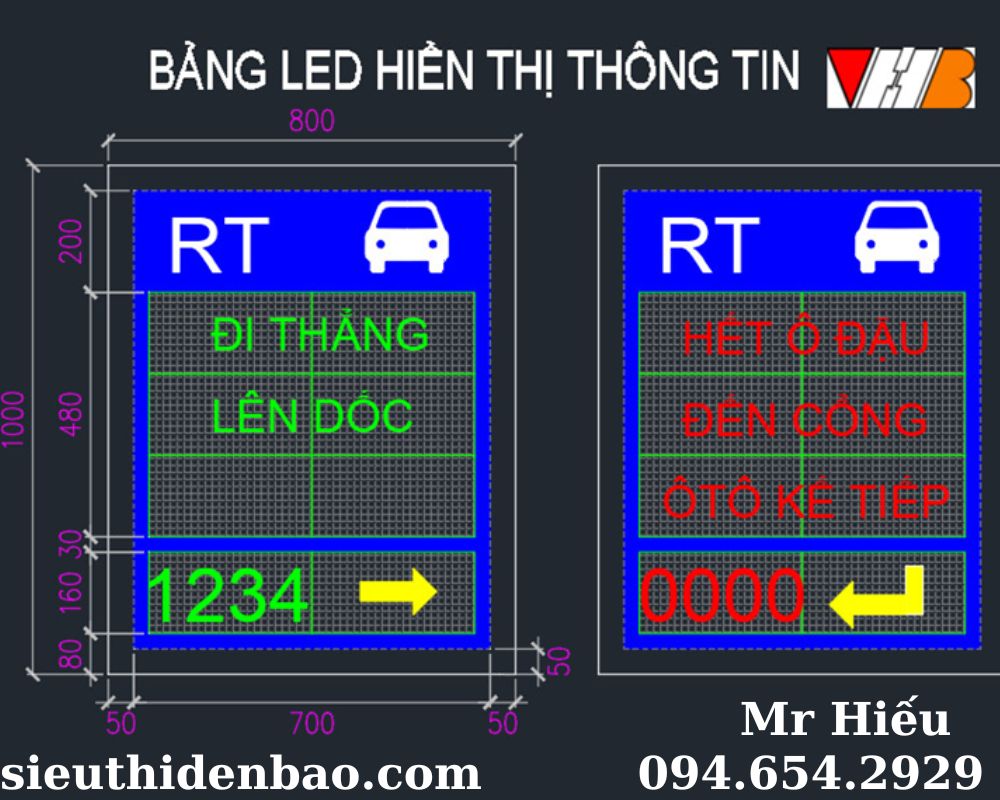 Bảng LED hiển thị chỗ trống xe