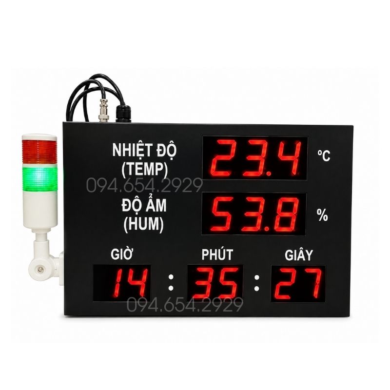 Bảng led đo nhiệt độ độ ẩm thời gian model VHBTH2.3-3243